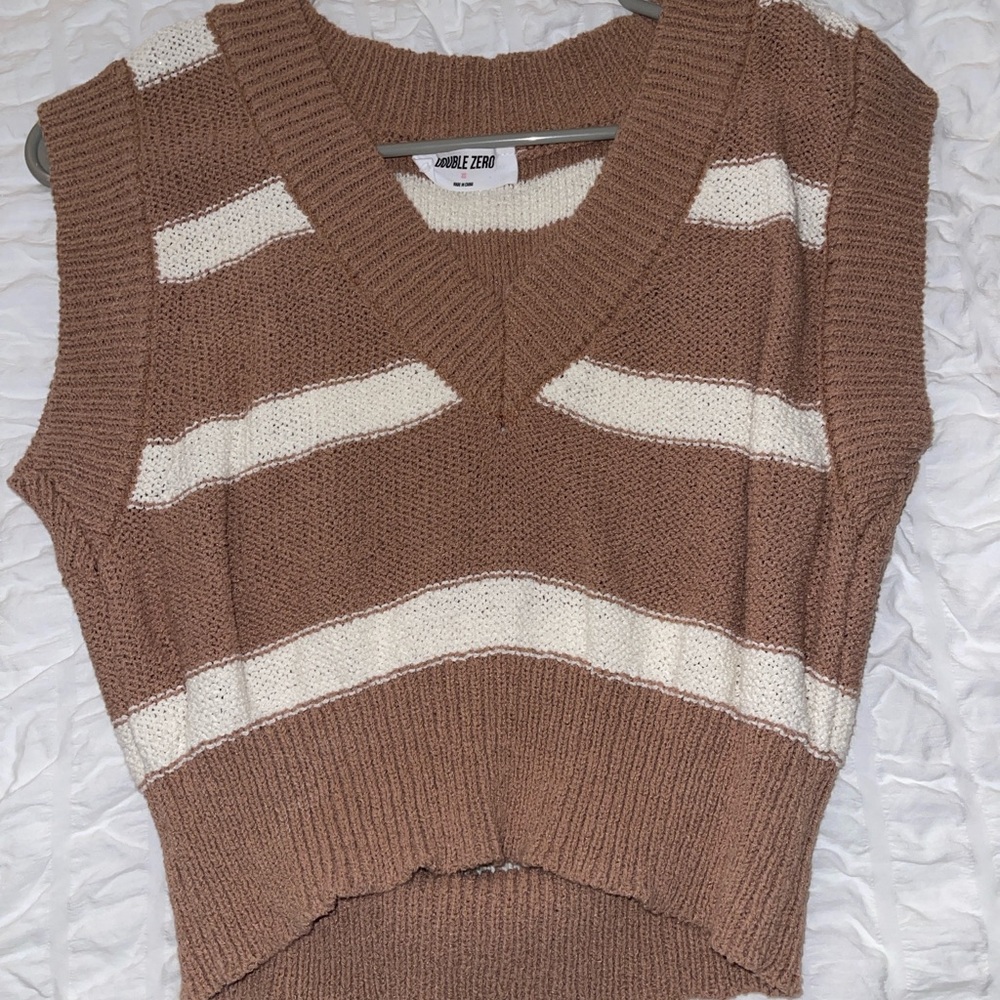 Double Zero V-Neck Brown and Cream Sweater Vest